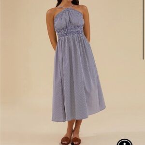 Striped cotton midi dress